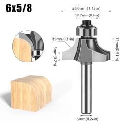 1/4&6mm Shank Corner Round Over Router Bit with Bearing Milling Cutter for Wood Woodwork Tungsten Carbide