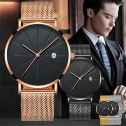 Simple Men Watch Stainless Steel Belt Watches For Man Ultra-Thin Quartz Wristwatch Calendar Date Sales Clock Relógio Masculino