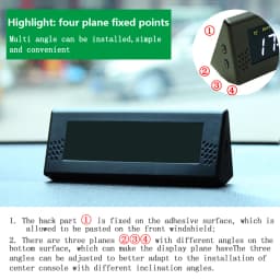 Solar Windshield Car Digital Clock Driving Time Reminder Smart Switch No Wiring High Precision LCD Digital Watch Car Accessorie
