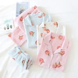 New Large Size Pajamas Women Cotton Crepe Home Service Cotton Long Sleeve Trousers Suit Simple And Comfortable Summer And Autumn