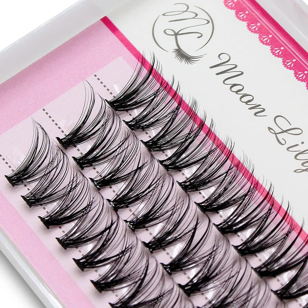 Upgraded Moonlily 60 Bundles Silk Soft Mink Eyelashes Extension Natural 3D Russian Volume Faux Individual Cluster Lashes Makeup