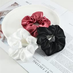 3pcs/set Heart Stripes Plaid Dots Hair Bands Satin Cotton Silk Hair Ties for Women Girls Elastic Rope Hair Accessories Scrunchie