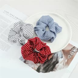 3pcs/set Heart Stripes Plaid Dots Hair Bands Satin Cotton Silk Hair Ties for Women Girls Elastic Rope Hair Accessories Scrunchie