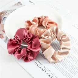 3pcs/set Heart Stripes Plaid Dots Hair Bands Satin Cotton Silk Hair Ties for Women Girls Elastic Rope Hair Accessories Scrunchie