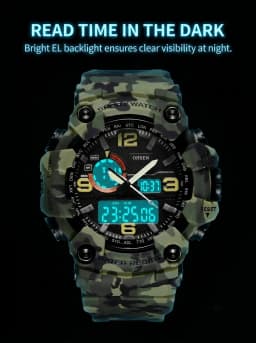 Fashion Quartz Digital Men Watch Dual Time Army Green Sport Man Wristwatches Reloj Hombre Waterproof Led Male Diver Watches Gift