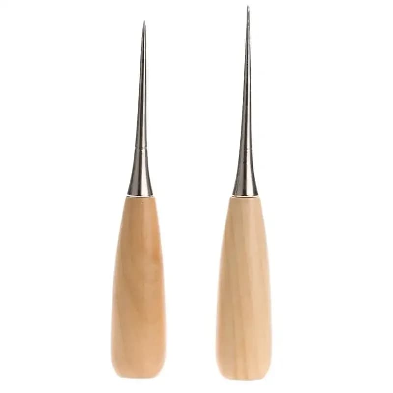 2Pcs/Pack Leather Sewing Awl Wooden Handle Stitcher Needle Kit Tool Accessories leather Craft Sewing Tools