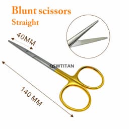 Gold handle blunt scissors nose plastic tool nasal head round scissors double eyelid tools