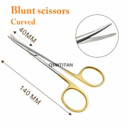Gold handle blunt scissors nose plastic tool nasal head round scissors double eyelid tools