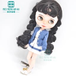Blyth Doll Clothes Fashion Three-piece Purple Wool Cardigan for Toys Azone OB23 OB24 Doll Accessories