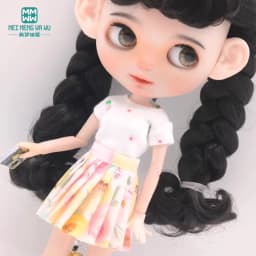 Blyth Doll Clothes Fashion Three-piece Purple Wool Cardigan for Toys Azone OB23 OB24 Doll Accessories