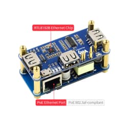 Raspberry Pi PoE Ethernet USB HUB HAT 3 X USB 2.0 Ports RJ45 802.3af RTL8152B Compatible for Raspberry Pi Zero W WH 1.3