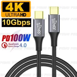 USB3.2 Gen2 10Gbps Type-C 3.1 Cable 4K Vidio Cable USB Type C 5A 100W fast charging QC5.0 Cable For Samsung S21 Macbook Pro