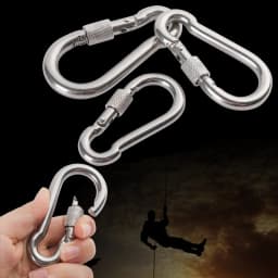 M4~M12 304 Silver Stainless Steel Lock Ring Safety Snap Hook Carabiner Spring Snap Quick Link Outdoor Climbing Gear Equipment