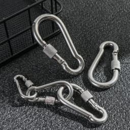 M4~M12 304 Silver Stainless Steel Lock Ring Safety Snap Hook Carabiner Spring Snap Quick Link Outdoor Climbing Gear Equipment