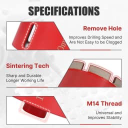 HEDA 6-16mm M14 Thread Sintering Wet Diamond Drill Bit Angle Grinder Hole Saw For Granite Tile Marble Concrete Quartzit