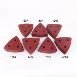 100pcs 80 mm Triangular Sandpaper 3 Holes Hook&Loop Triangle Sanding Discs Fit Oscillating Multi Tool Sanding Pad 60-400 Grit
