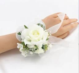 Ivory Wrist Corsage Bridesmaid Sisters Handmade Flower Artificial Silk Rose Bracelet Flowers For Wedding Dancing Party Decor