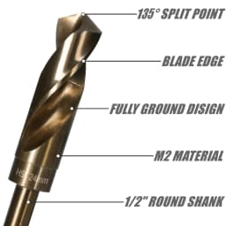 Versery 13-35mm 12.7mm Round Shank Reduced 1/2'' Twist Drill Bits HSS M2 Hole Saw Wood Iron Stainless Steel Aluminum