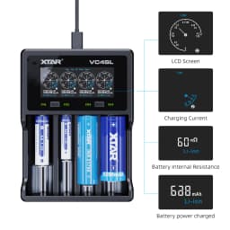 XTAR VC4SL 18650 Battery Charger USB C QC3.0 Fast Charge 1.2V Ni-MH AAA AA Batteries Rechargeable Li Ion 21700 Battery Charger