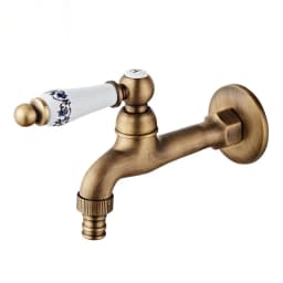 Antique Brass Basin Faucet Kitchen Faucet Garden taps Wall Mounted Lavatory Bathroom Mop Water Tap Washing Machine Faucet