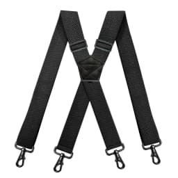Heavy Duty Work Suspenders for Men 3.8cm Wide X-Back with 4 Plastic Gripper Clasps Adjustable Elastic Trouser Pants Braces-Black