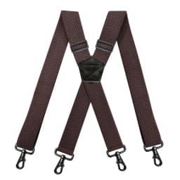 Heavy Duty Work Suspenders for Men 3.8cm Wide X-Back with 4 Plastic Gripper Clasps Adjustable Elastic Trouser Pants Braces-Black