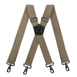 Heavy Duty Work Suspenders for Men 3.8cm Wide X-Back with 4 Plastic Gripper Clasps Adjustable Elastic Trouser Pants Braces-Black