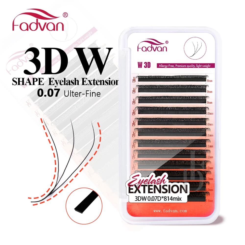 FADVAN 3D W Lashes 0.07 C/D/L/M Premade Lash Extensions Natural Soft Black/Brown Lashes Faux Mink Individual Lashes