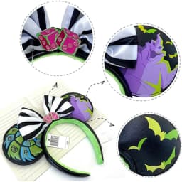 Disney New February Pirate Mickey Mouse Ear Headband Sequin Hair Bow Cosplay Party Headwear Girl Toy Birthday Gift