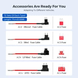 AZDOME JYX05 Car DVR Record Hardwire Kit For M660/M550 Max/M300S/GS63H Pro Low Vol Protection Type-C Port 12V-24V in 5V 2.5A out
