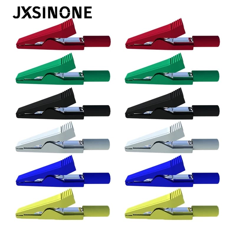 JXSINONE P2009 6Colors Full Insulated Crocodile clip connect 2mm Banana Female Adapter Test Probe Alligator Clip