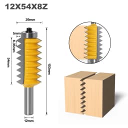 12 Shank Raised panel"V"joint Bits Finger Joint Glue Milling Cutter for Wood Tenon Woodwork Cone Tenon Milling Tenoning Machine