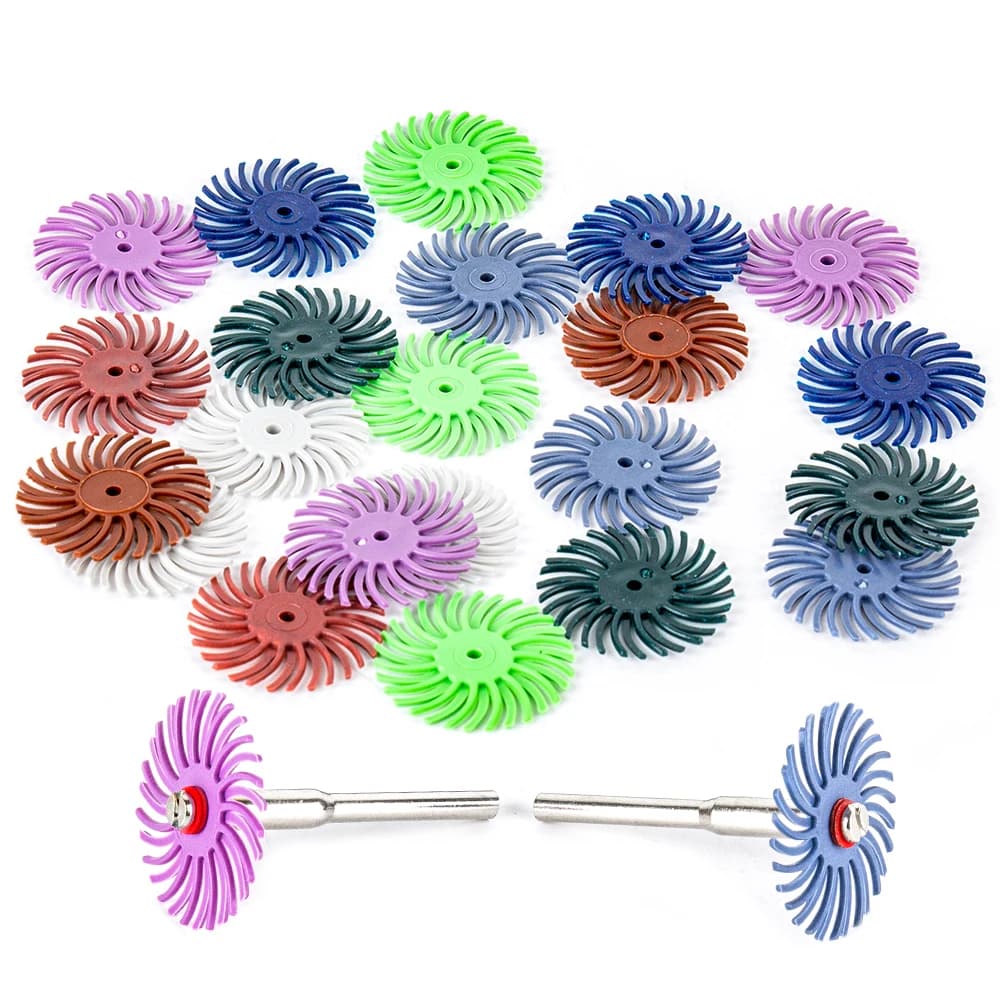 1" Radial Bristle Disc Kit Abrasive Brush 3/2.35mm Shank Detail Polishing Wheel for Rotary Tool Accessories