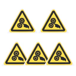 5Pc PVC Warning Signs Sticker Logo Security Safety Labels Water-Resistant Oil-Proof Warning Tag Wall Machine Sticker 25/50/100mm