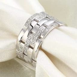 Huitan Luxury Wide Promise Rings for Women Pull Paved CZ Sparkling Wedding Bands Rings Silver Color/Gold Color Fashion Jewelry
