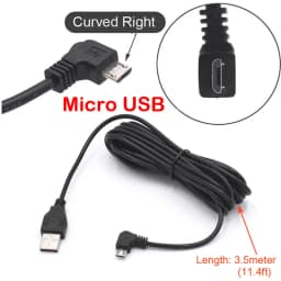 Car USB Charging Cable Wire With Mini Micro Type-C Port for Dashcam Car DVR Camera Video Recorder / GPS, Lengh 3.5m ( 11.5ft )