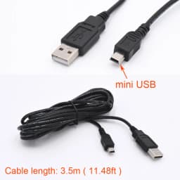 Car USB Charging Cable Wire With Mini Micro Type-C Port for Dashcam Car DVR Camera Video Recorder / GPS, Lengh 3.5m ( 11.5ft )