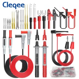 Cleqee P1308D Multi-functional Silicone Multimeter Test Lead Kit with Replaceable Sharp Needles Spanner Hook Alligator Clips