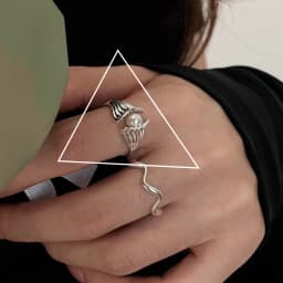 VENTFILLE 925 Sterling Silver Rings INS Fashion Hip Hop Vintage Couples Hollow Lines Punk Thai Silver Party Adjustable Jewelry