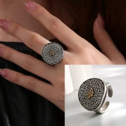 VENTFILLE 925 Sterling Silver Rings INS Fashion Hip Hop Vintage Couples Hollow Lines Punk Thai Silver Party Adjustable Jewelry