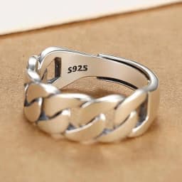 VENTFILLE 925 Sterling Silver Rings INS Fashion Hip Hop Vintage Couples Hollow Lines Punk Thai Silver Party Adjustable Jewelry