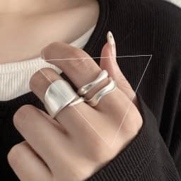 VENTFILLE 925 Sterling Silver Rings INS Fashion Hip Hop Vintage Couples Hollow Lines Punk Thai Silver Party Adjustable Jewelry