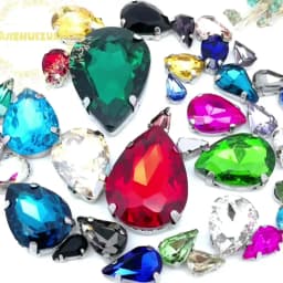 30Pcs7 Mixed Size Gray Water Drop Glass Crystal Seam Rhinestone With Silver Claw DIY Wedding Dress / Garment Accessories