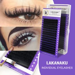 LAKANAKU Natural Premium Individual Volume Eyelash Extensions Handmade Mink Eyelash Private Label Makeup Individual Lashes