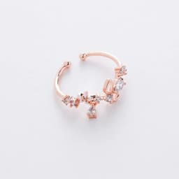 Korean New Exquisite Crystal Temperament Ring Sweet French Elegant Flower Opening Ring Female Jewelry