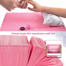 Disposable Nail Manicure Table Mat Pink Waterproof Nail Art Paper 3 Ply Foldable Tatto Bibs Pads Nail Salon Manicure Pad 17inch
