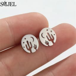 Fashion Stainless Steel Piercing Stud Earrings for Women Leaves Boots Star Cactus Music Small Earings Girls Cartilage Ear Studs