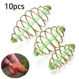 10Pcs 33/45/55mm Fishing Bait Cage Spring Lure Inline Hanging Tackle Stainless Steel Fishing Feeder Trap Basket Feeder Holder