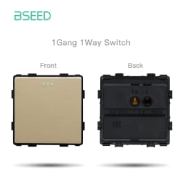 BSEED EU Standard Wall Light Switch Module Electrical Outlets Button Switch DIY Function Part Glass Panel Free Collocation Gold