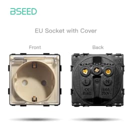BSEED EU Standard Wall Light Switch Module Electrical Outlets Button Switch DIY Function Part Glass Panel Free Collocation Gold